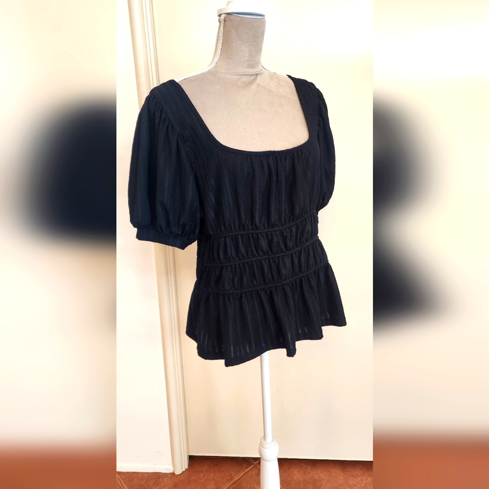 Anthropologie | Maeve | Black Peplum Top
